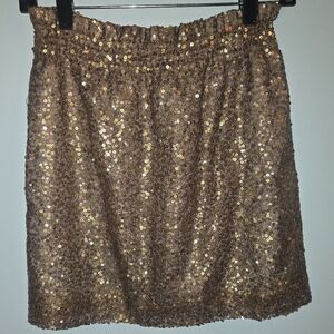 J. Crew Gold and Brown Sequin Mini Skirt Size 4 New Years Party